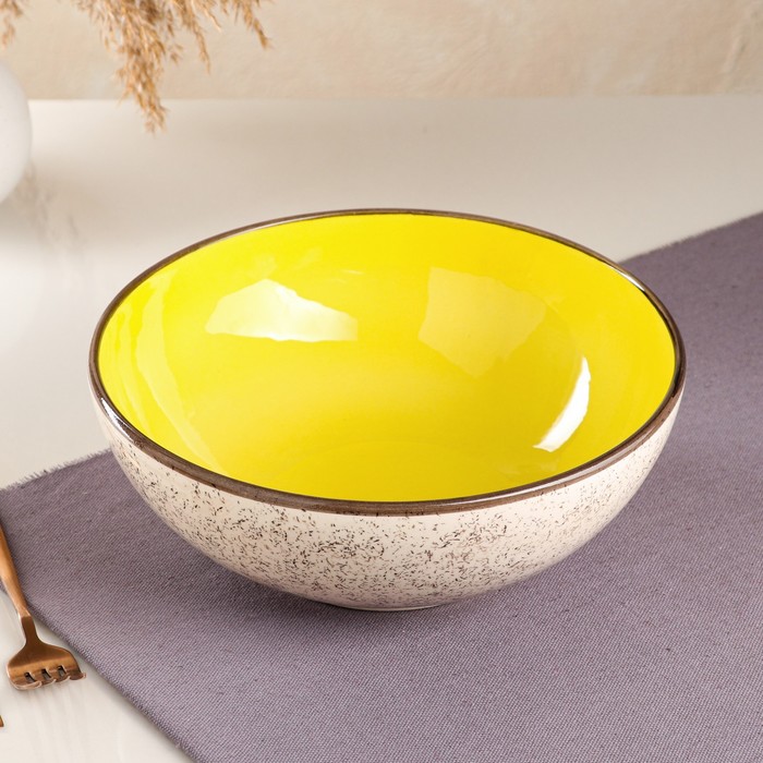 фото Салатница "персия", керамика, желтая, 25.5 см, 2.7 л, иран керамика ручной работы