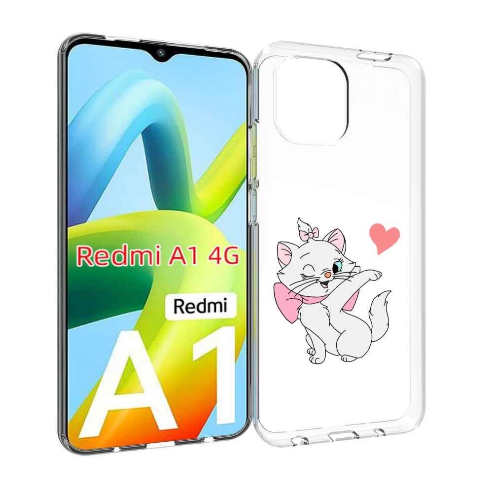 

Чехол MyPads белая-кошечка-с-сердечком женский для Xiaomi Redmi A1, Прозрачный, Tocco