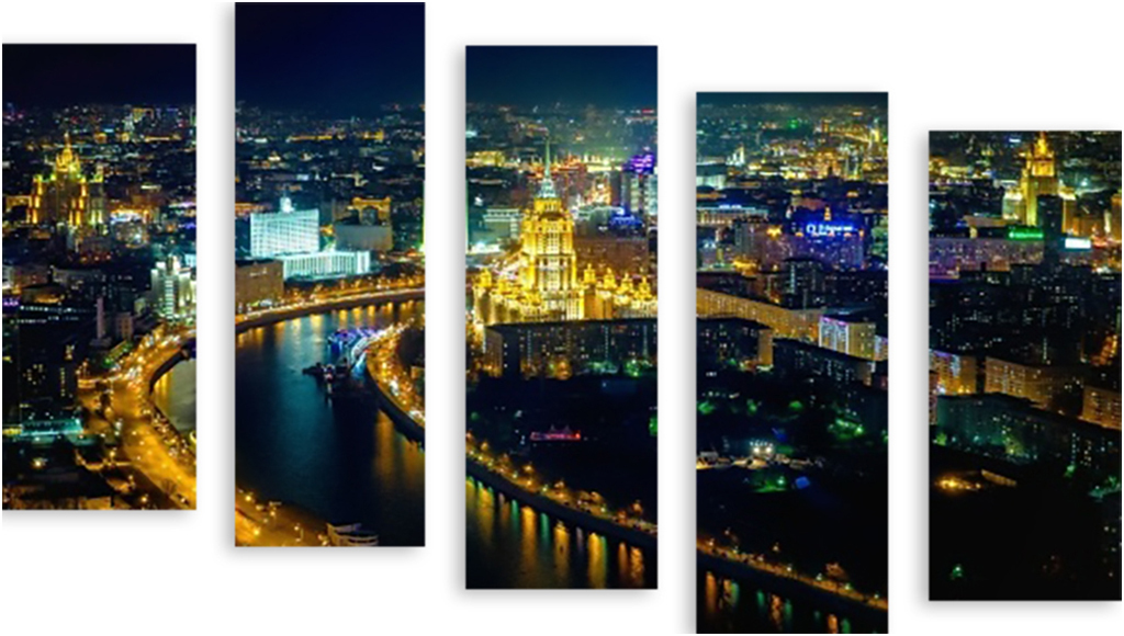

Картина модульная на холсте Модулка Ночная Москва 150x99 см, 2118