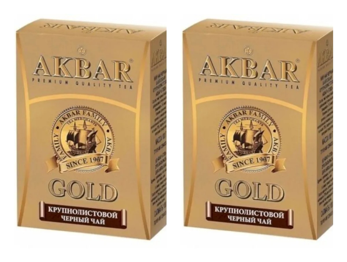 Чай черный Akbar крупнолистовой Gold, 100 г х 2 шт