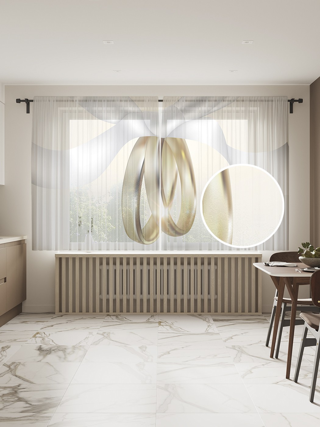 фото Фототюль joyarty "связанные кольца", 145x180 см (2 полотна со шторной лентой + 50 крючков)