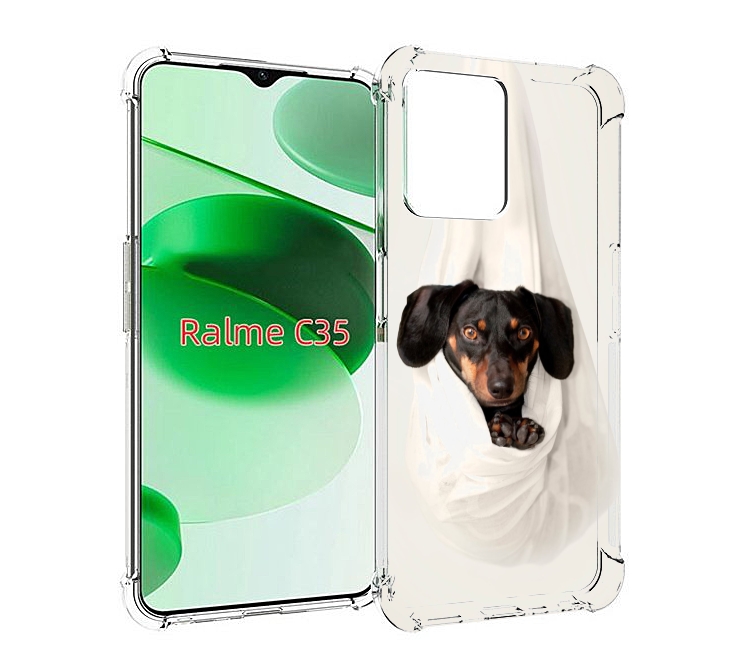 

Чехол MyPads такса собака для Realme C35 / Narzo 50A Prime, Прозрачный, Tocco