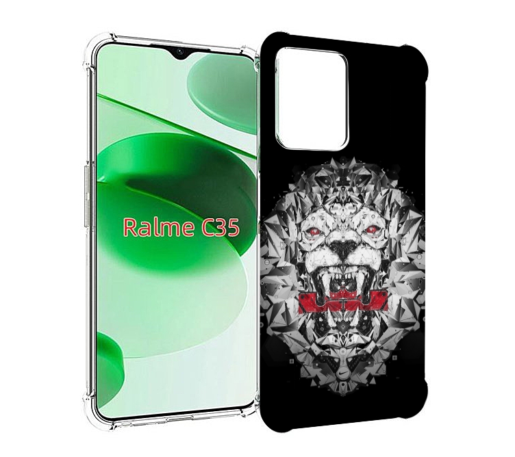 

Чехол MyPads тигр-с-гранями-черно-белый для Realme C35 / Narzo 50A Prime, Прозрачный, Tocco