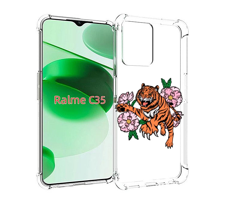 

Чехол MyPads тигры-цветочные для Realme C35 / Narzo 50A Prime, Прозрачный, Tocco