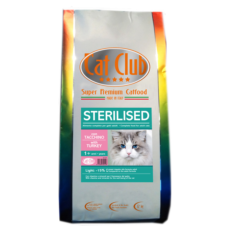 Сухой корм для кошек Cat Club Sterilised Shrimps индейка, для стерилизованных, 1,5кг