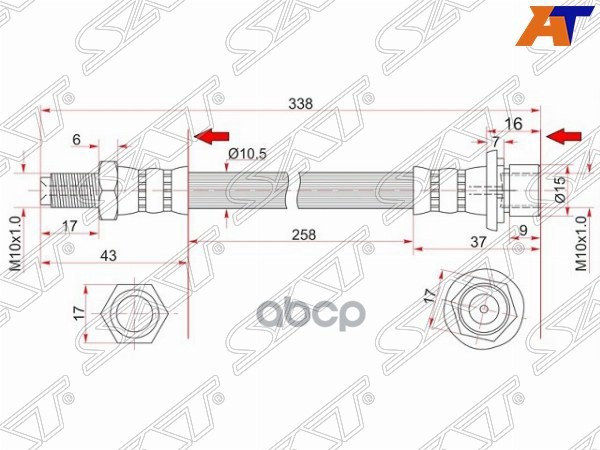 

Шланг Тормозной Задний (Таиланд) Toyota Land Cruiser 80/105 95-07 Промежуточный Sat арт. S