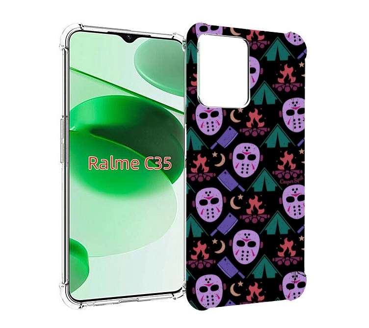 

Чехол MyPads фиолетовые маски для Realme C35 / Narzo 50A Prime, Прозрачный, Tocco