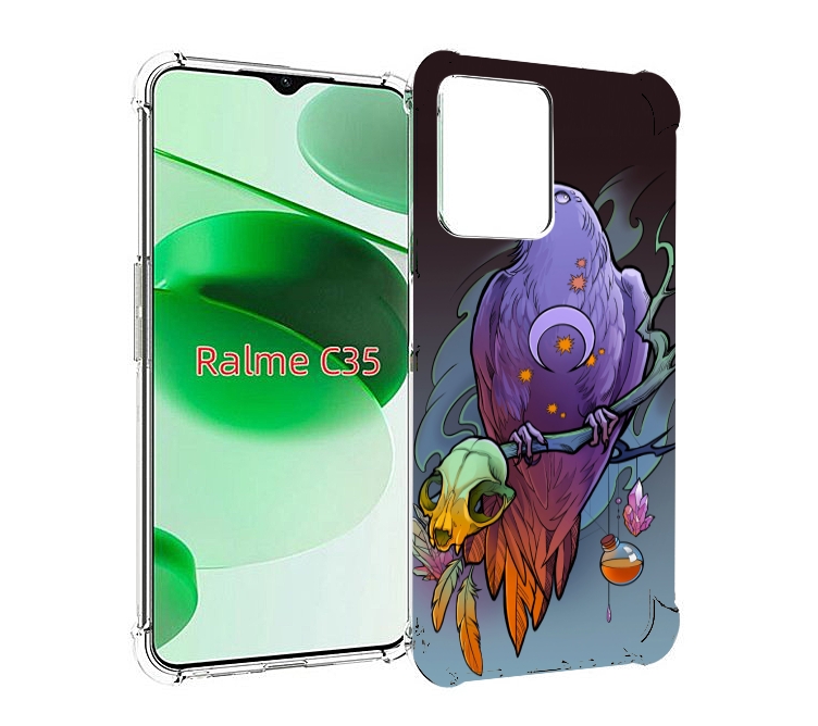

Чехол MyPads фиолетовый ворон на ветке для Realme C35 / Narzo 50A Prime, Прозрачный, Tocco