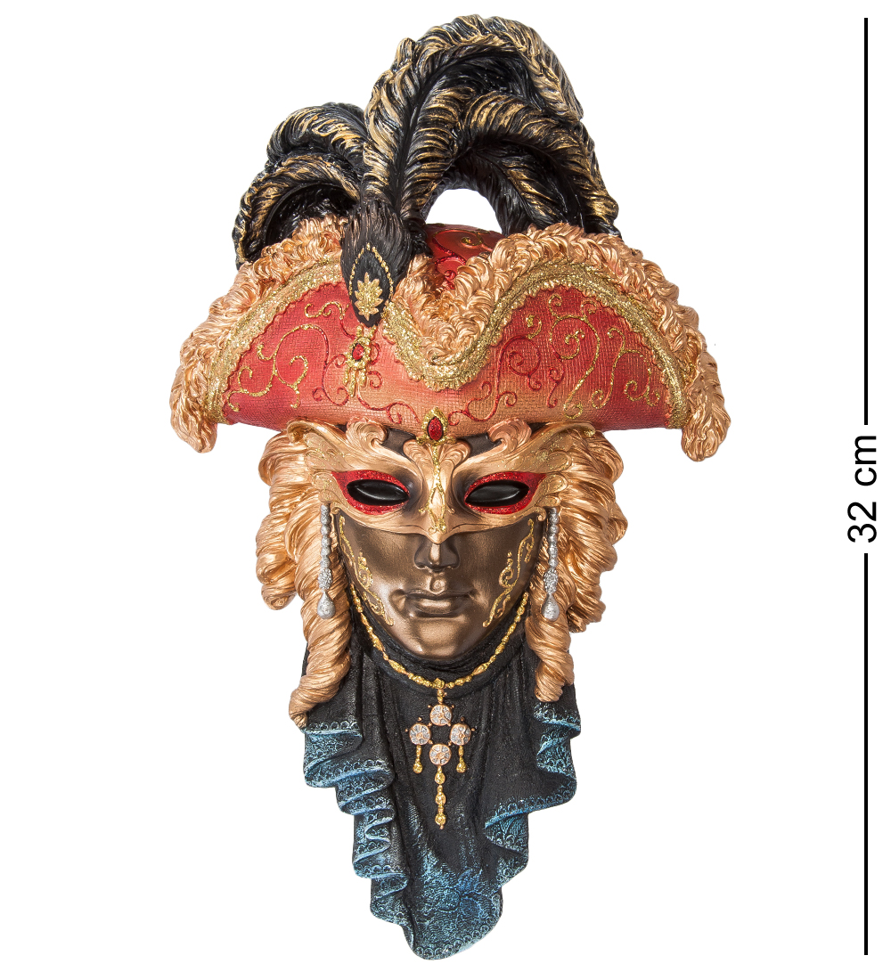 

Декоративная маска Veronese венецианская Треуголка 32х20х6 см, Золотистый