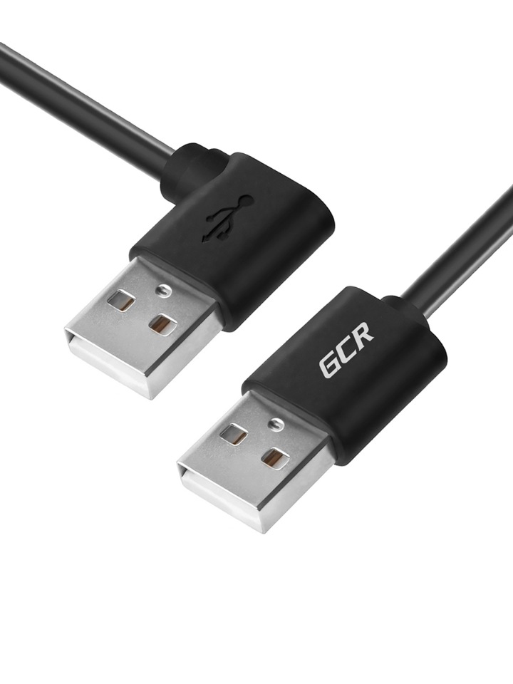 фото Gcr кабель 0.5м usb 2.0, am угловой левый/am, 28/28 awg