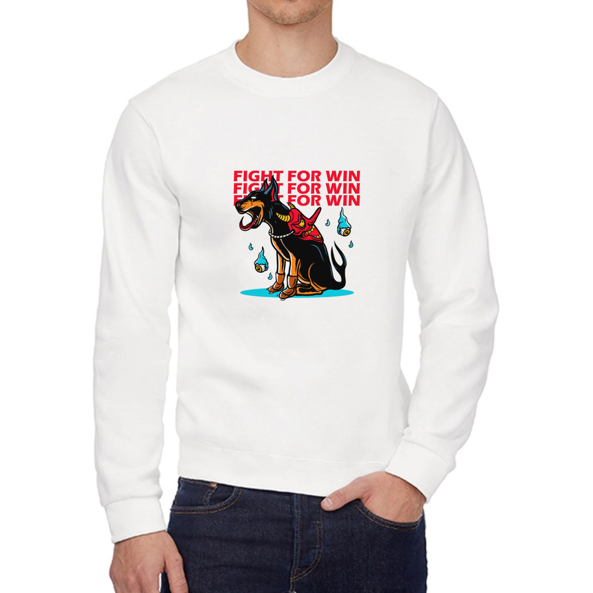 

Свитшот женский CoolPodarok Животные. Доберман в маске белый 58 RU, W0501588