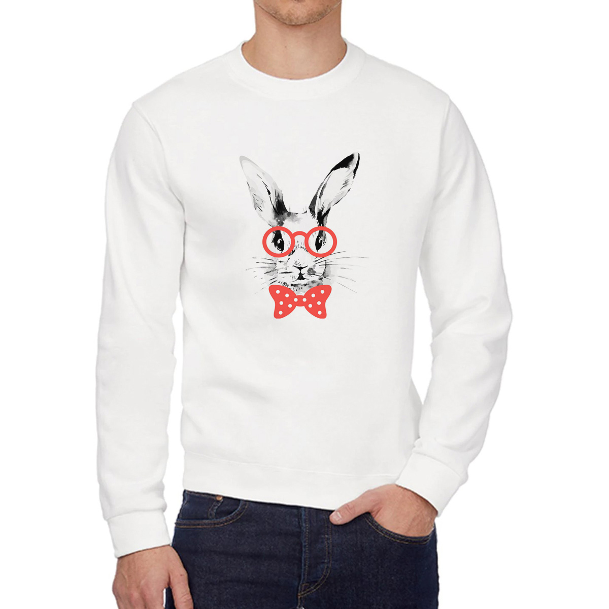 

Свитшот женский CoolPodarok Животные. Зайчик белый 58 RU, W0501590