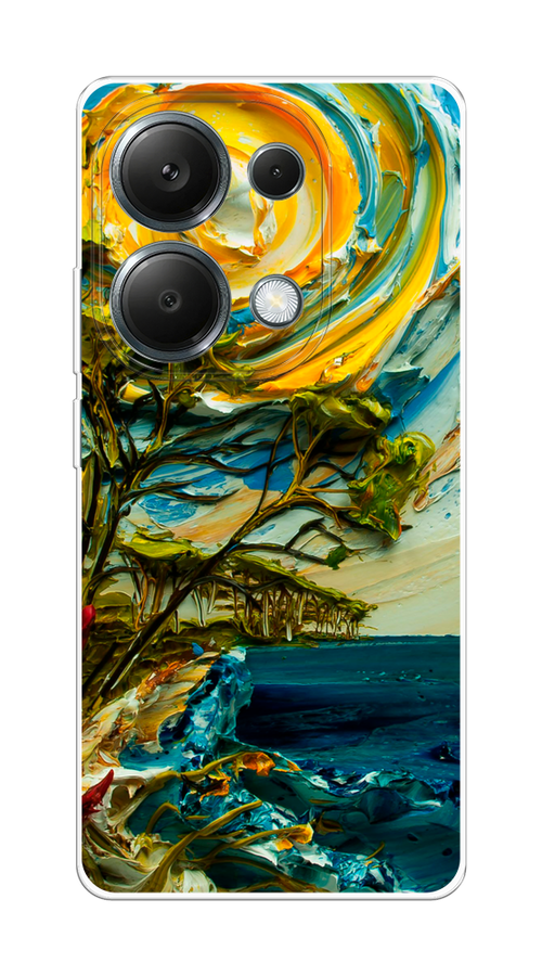 

Чехол на Poco M6 Pro 4G "Солнце живопись", Желтый;синий, 321750-1