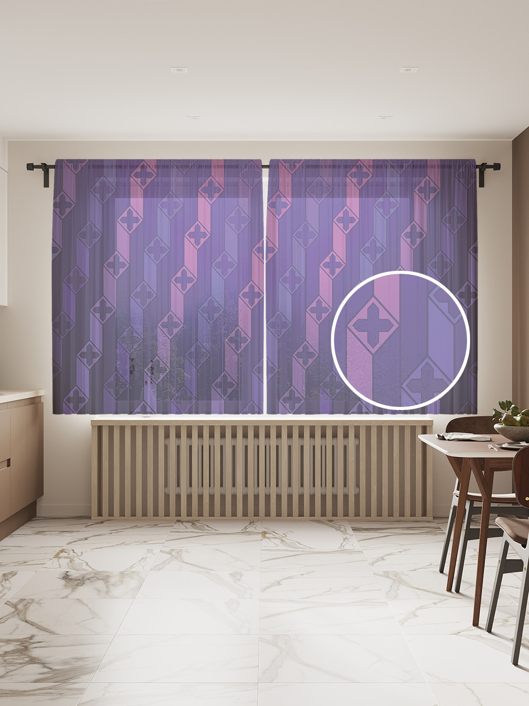 

Фототюль JoyArty "Прерывистые полосы", 145x180см (2 полотна с лентой + 50 крючков), Прерывистые полосы