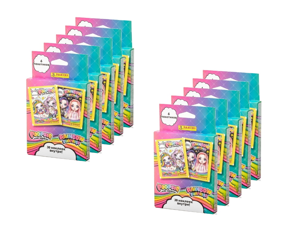 

10 блистеров наклеек panini poopsie rainbow surprise