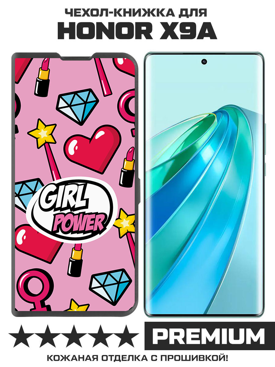 Чехол-книжка Eco Book для Honor X9a Girl Power (черный)