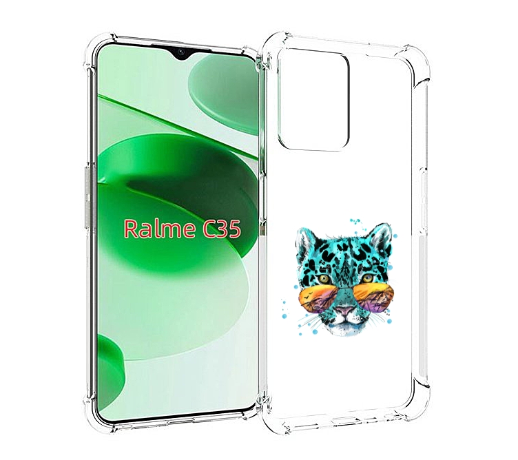 

Чехол MyPads голубой лео для Realme C35 / Narzo 50A Prime, Прозрачный, Tocco