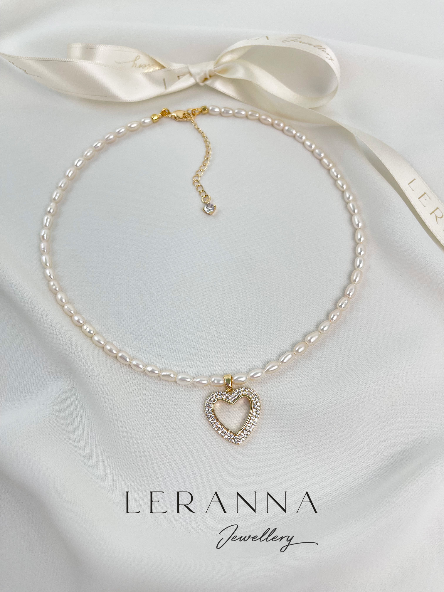 Колье из бижутерного сплава 38+5 см LERANNA Jewellery 607001, жемчуг культивированный