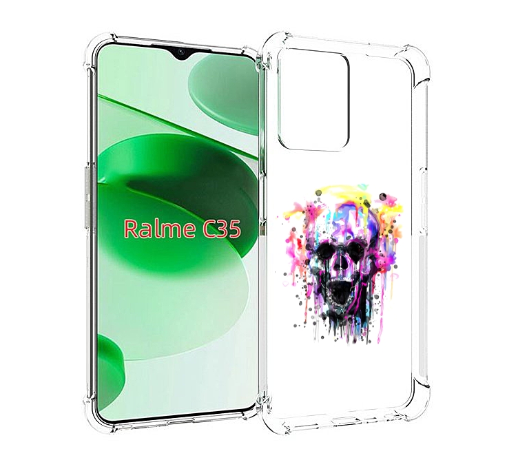 

Чехол MyPads граффити череп для Realme C35 / Narzo 50A Prime, Прозрачный, Tocco