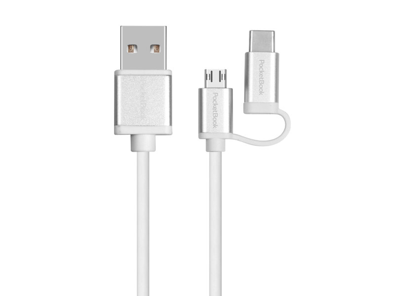 фото Аксессуар pocketbook usb - usb type-c - microusb white w-2-1-usb-c-m-a-ru