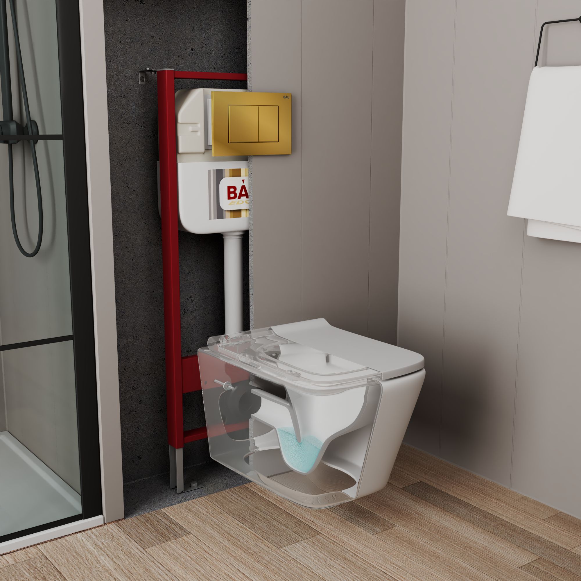 

Рамная инсталляция BAU NEO 45 для унитаза, кнопка BAU Stil, золото, NEO45700-Q00013, NEO