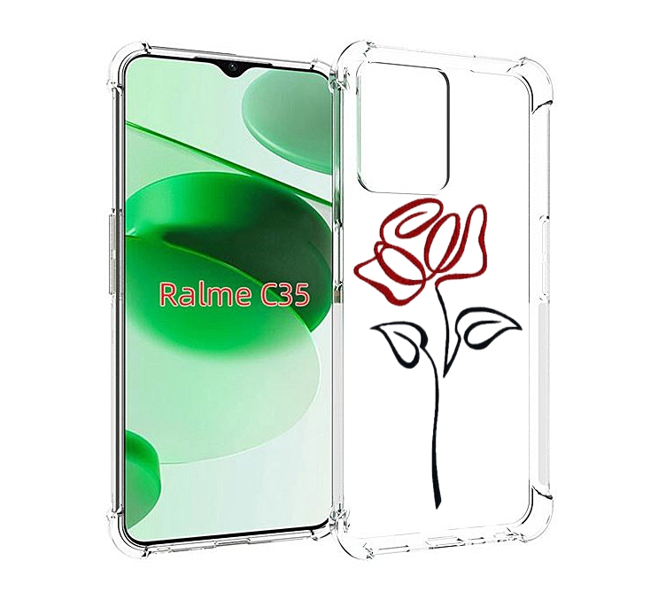 

Чехол MyPads цветок в одну линию для Realme C35 / Narzo 50A Prime, Прозрачный, Tocco