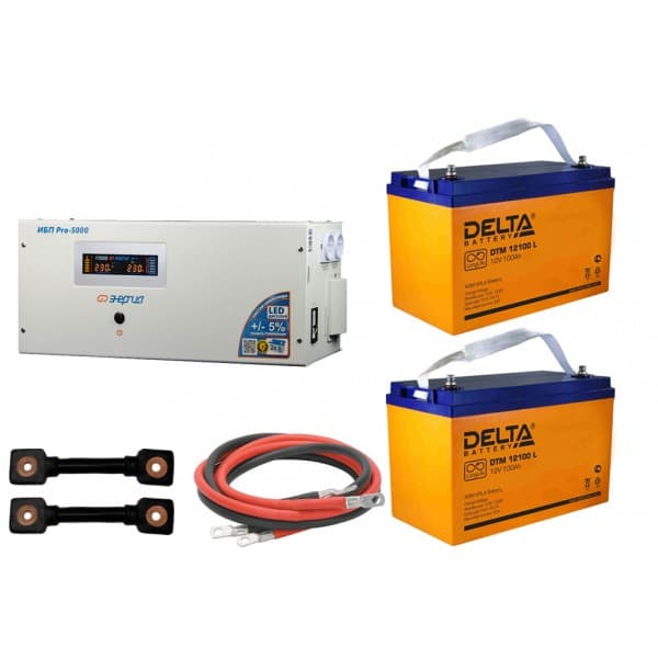 

Инвертор (ИБП) Энергия PRO-5000 + Аккумуляторная батарея Delta DTM 12100 L, Энергия PRO-5000 + Аккумуляторная батарея Delta DTM 12100 L