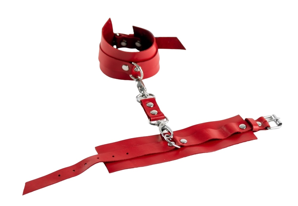 Оковы BDSM Арсенал из натуральной кожи Red
