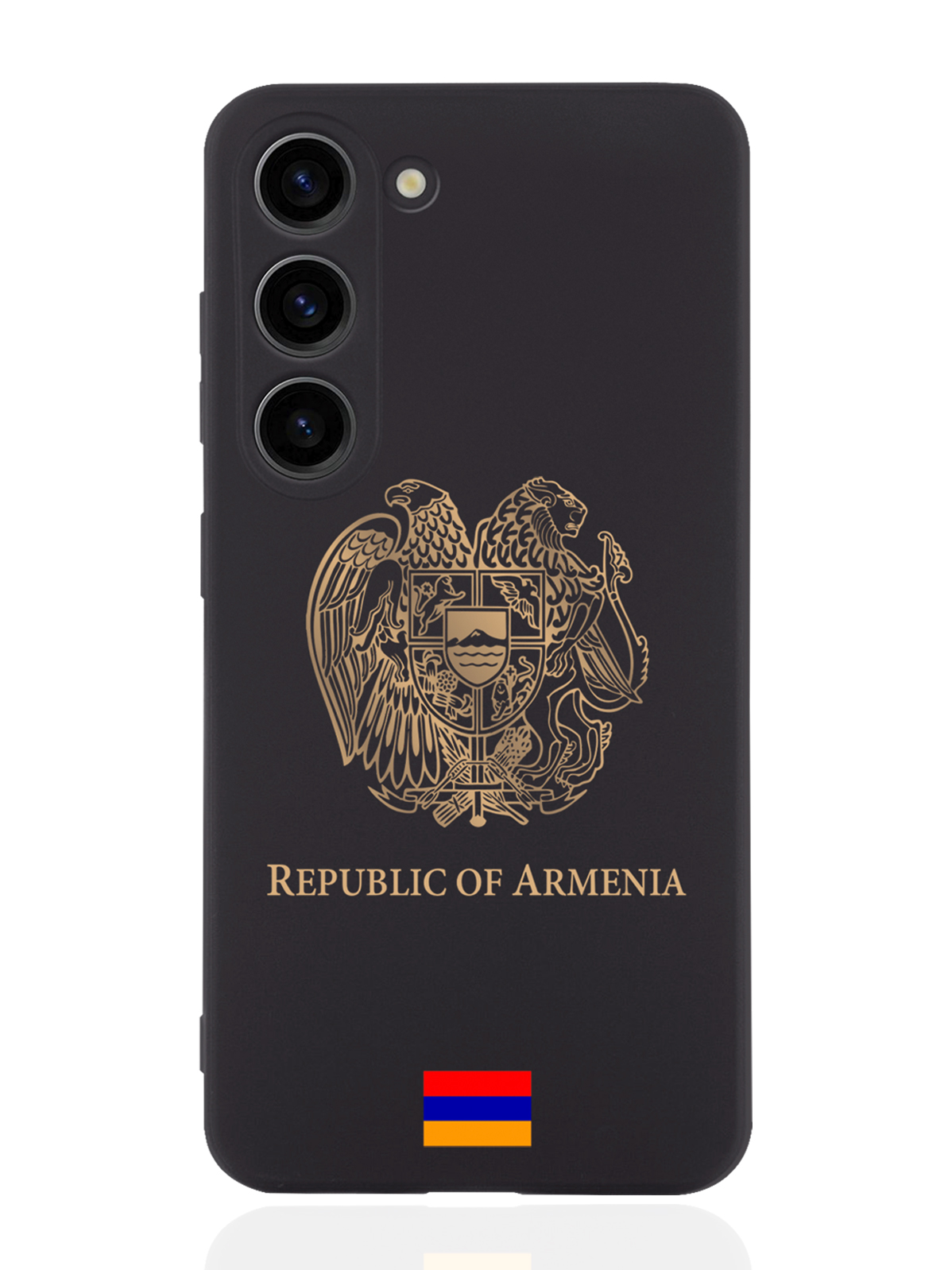 

Чехол SignumCase для Samsung Galaxy S23 Золотой Герб Армении черный, Золотистый;черный
