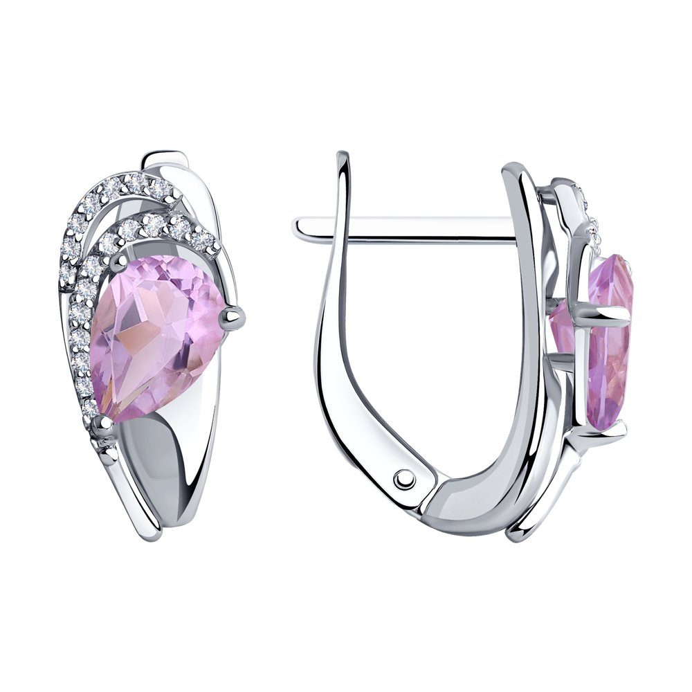 

Серьги из серебра Diamant 94-320-00548-3, аметист/фианит, 94-320-00548-3