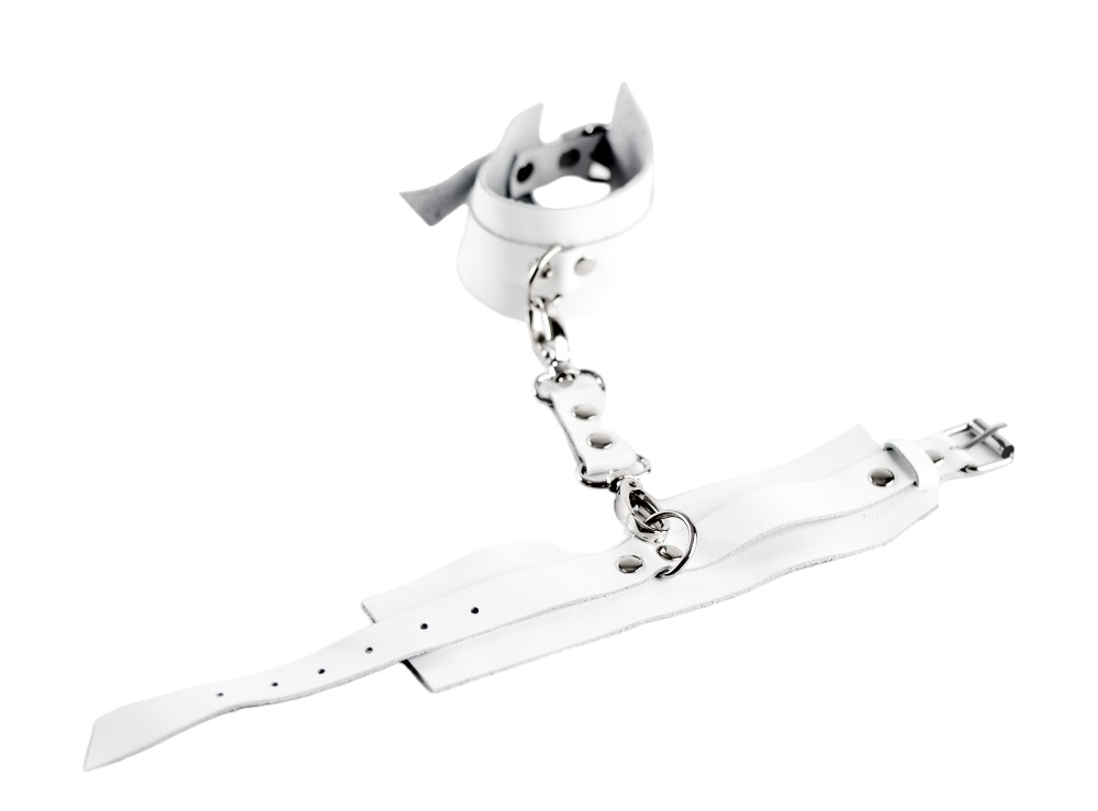 Оковы BDSM Арсенал из натуральной кожи White