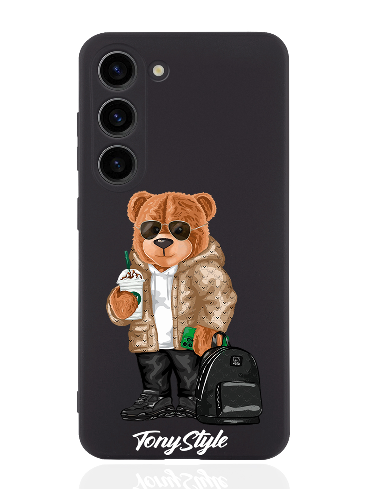 

Чехол Tony Style для Samsung Galaxy S23 Tony Style в очках черный, Коричневый;черный;белый