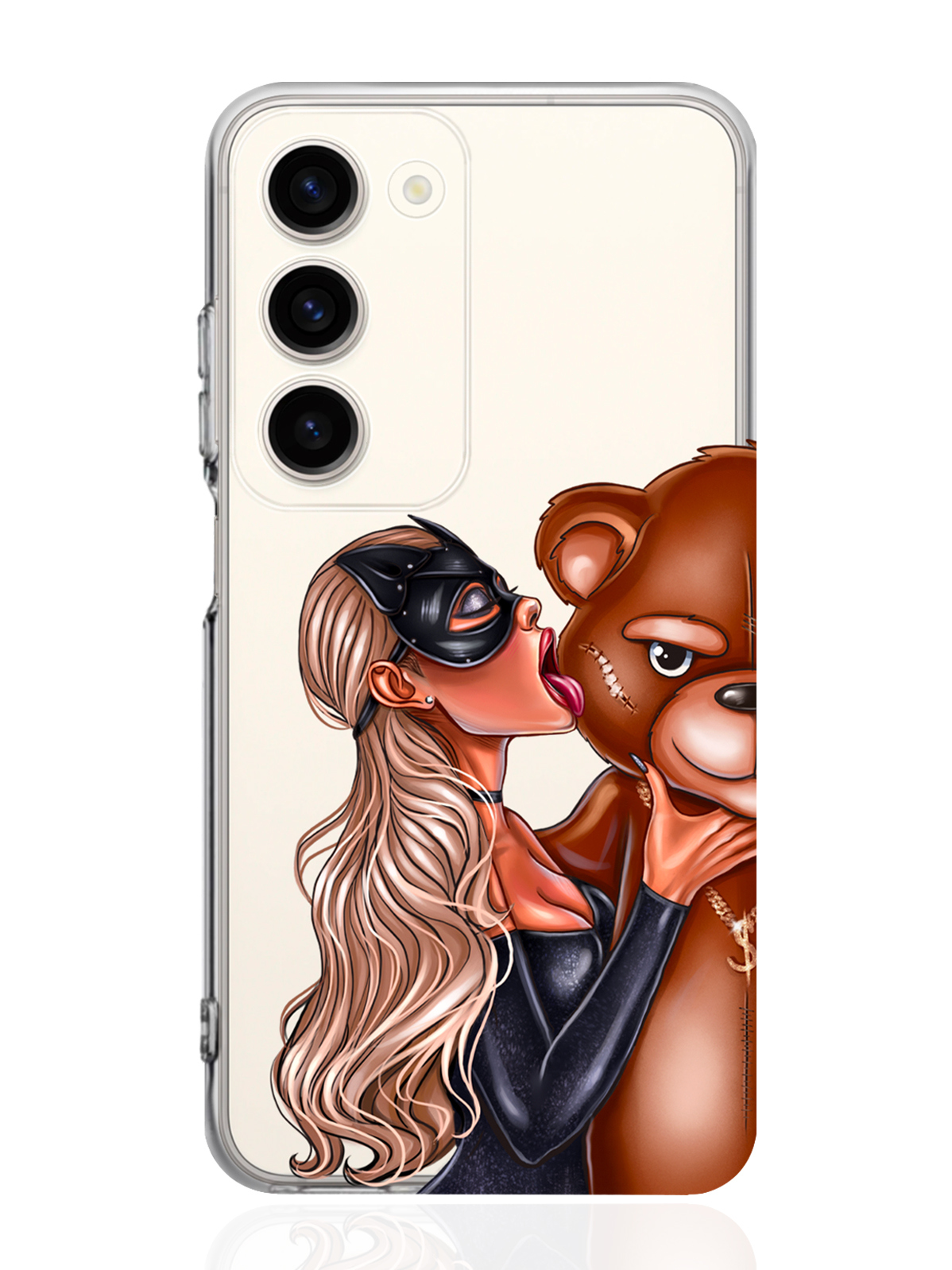 

Чехол MustHaveCase для Samsung Galaxy S23 Кошечка блондинка и мишка прозрачный, Прозрачный;черный;коричневый