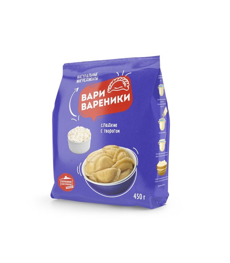 

Вареники Вари вареники с творогом, замороженные, 450 г