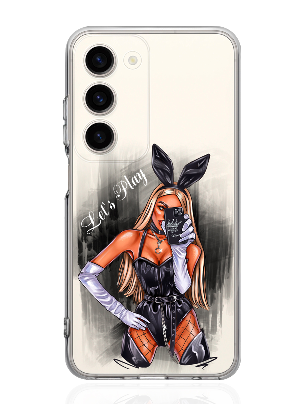 

Чехол MustHaveCase для Samsung Galaxy S23 Игривая зайка Let's Play прозрачный, Прозрачный;розовый;черный