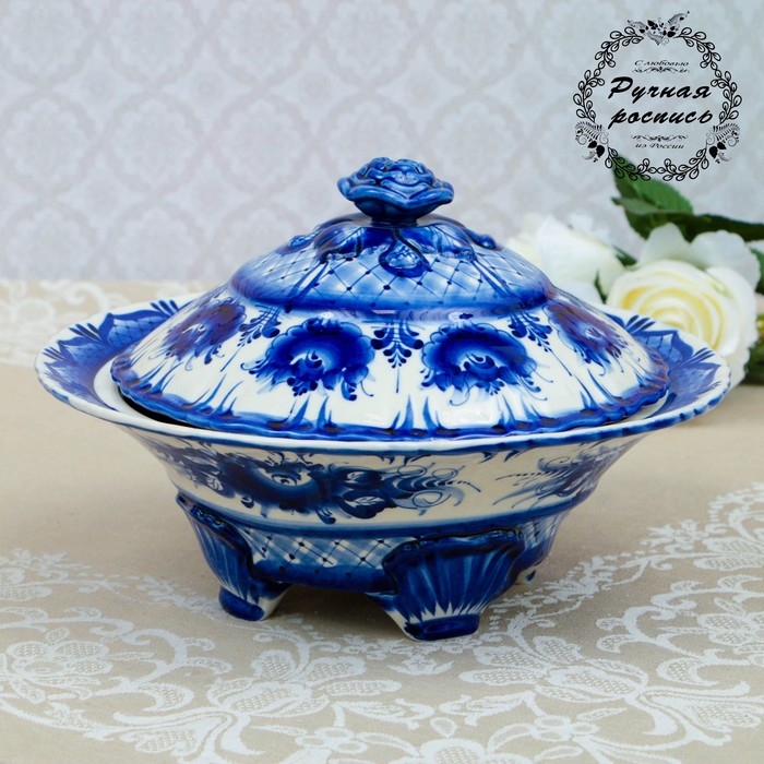 

Пельменница, гжель, фарфор, 20х27 см