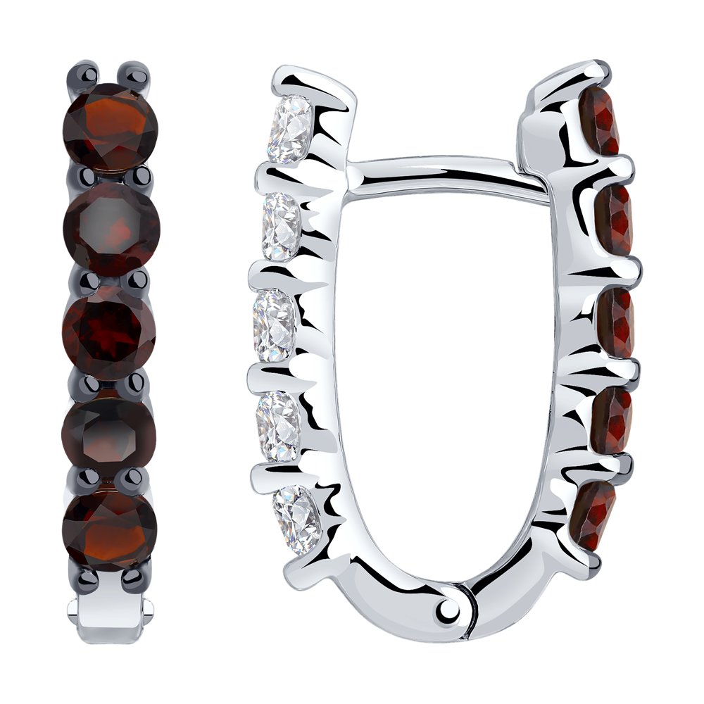

Серьги женские из серебра SOKOLOV 92022236, гранат/фианит, 92022236