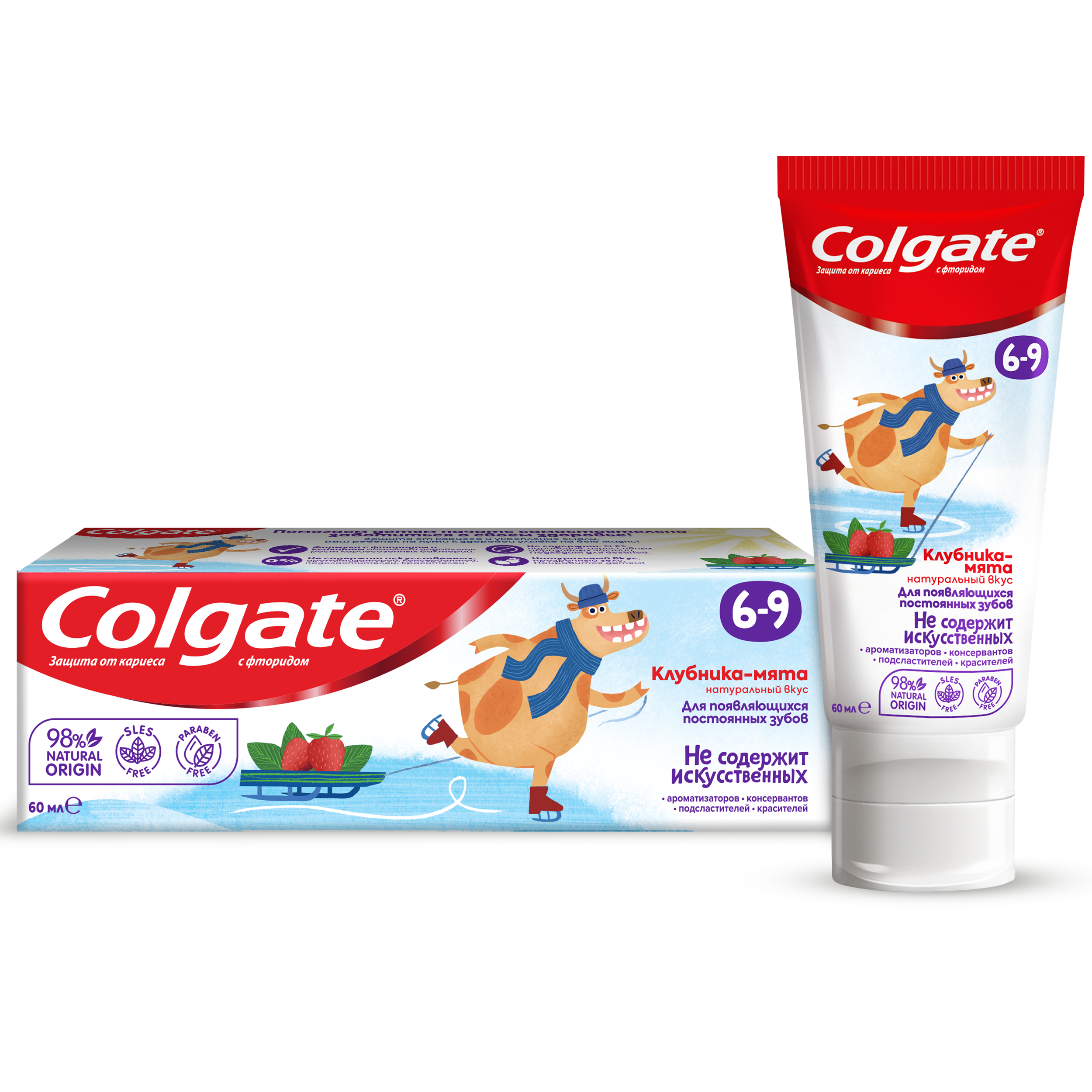 Зубная паста детская Colgate с фторидом,  от 6 до 9 лет, со вкусом клубники и мяты, 60 мл