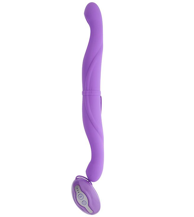 фото Фиолетовый двусторонний вибратор seven creations premium range vibrating double dong 33 см