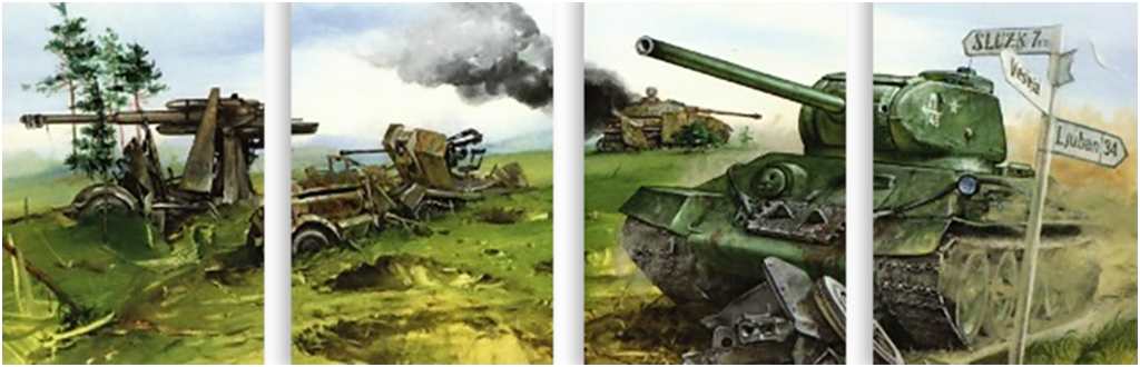 

Картина модульная на холсте Модулка На войне 150x54 см, 2169