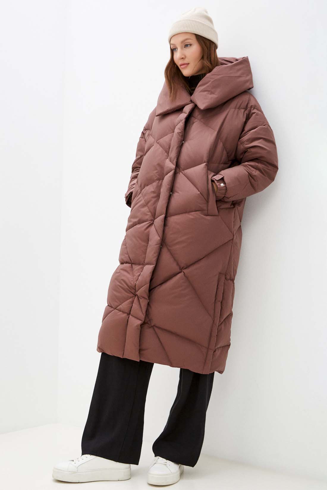 фото Пуховик-пальто женский baon b001554 коричневый xl