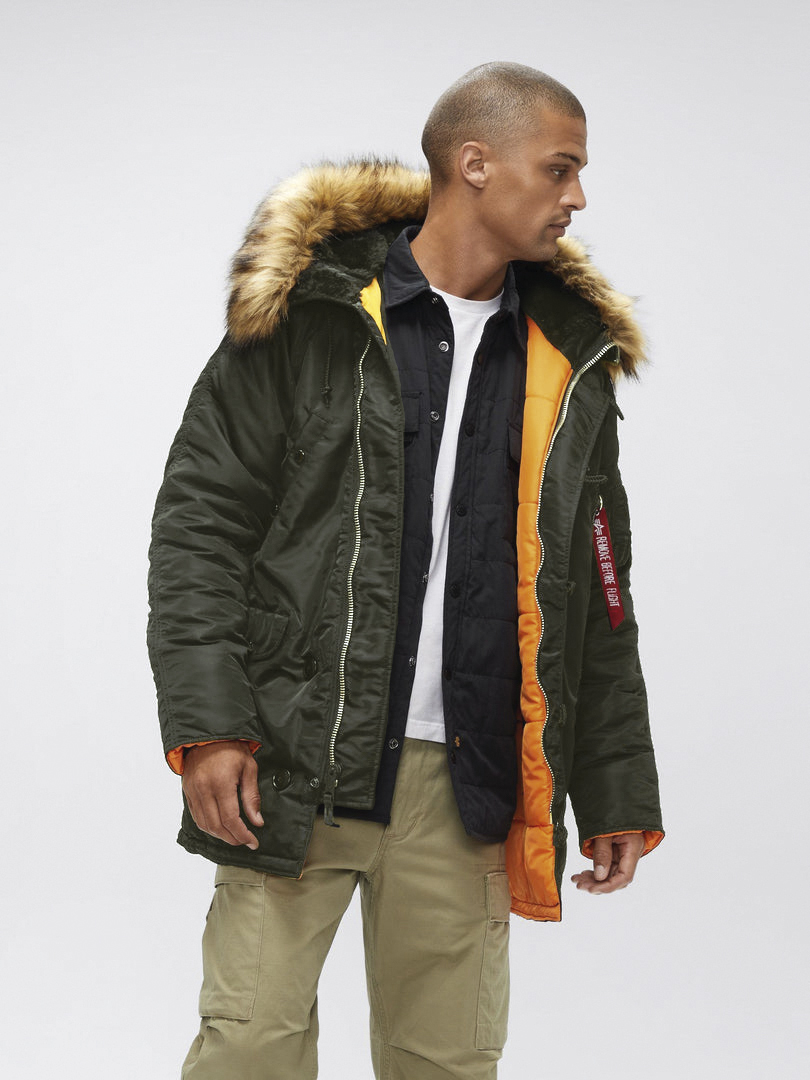 

Парка мужская Alpha Industries Slim Fit N-3B серая S, Серый, Slim Fit N-3B
