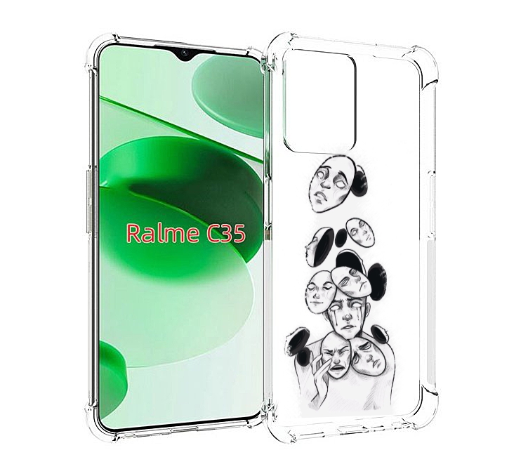 

Чехол MyPads человек с разными масками для Realme C35 / Narzo 50A Prime, Прозрачный, Tocco
