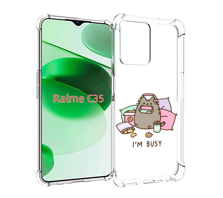 

Чехол MyPads я занятой для Realme C35 / Narzo 50A Prime, Прозрачный, Tocco