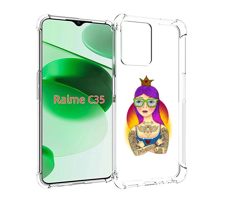 

Чехол MyPads девушка в татуировках с короной для Realme C35 / Narzo 50A Prime, Прозрачный, Tocco