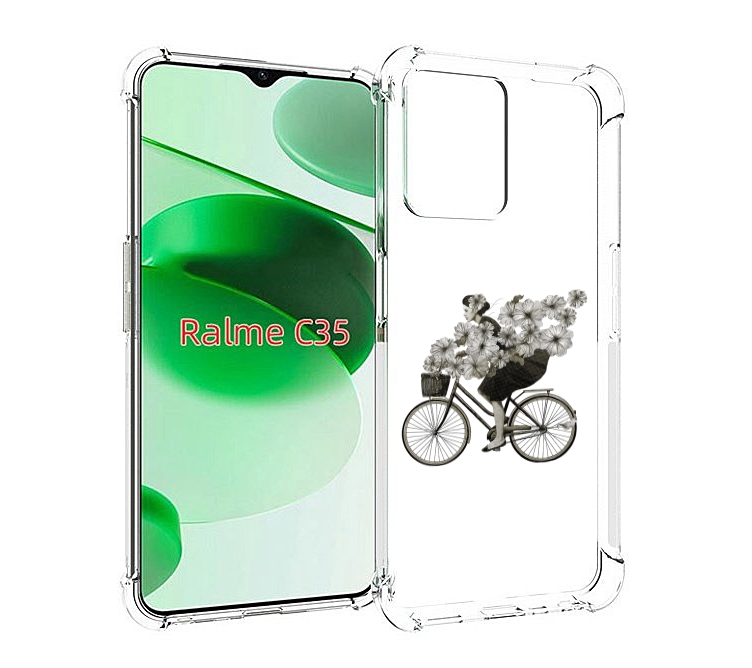 

Чехол MyPads девушка на велосипеде с цветами для Realme C35 / Narzo 50A Prime, Прозрачный, Tocco