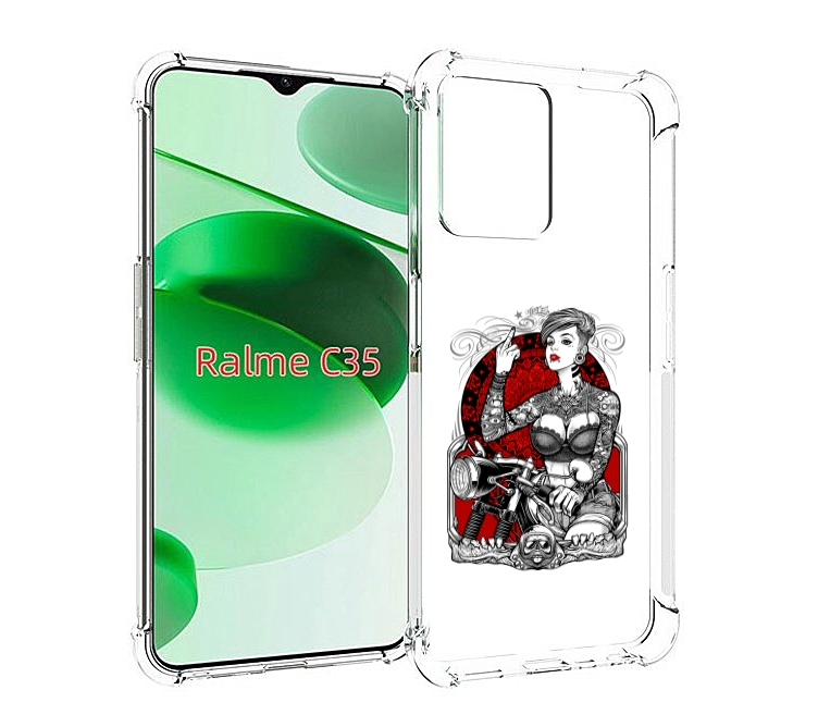 

Чехол MyPads девушка на мотоцикле для Realme C35 / Narzo 50A Prime, Прозрачный, Tocco