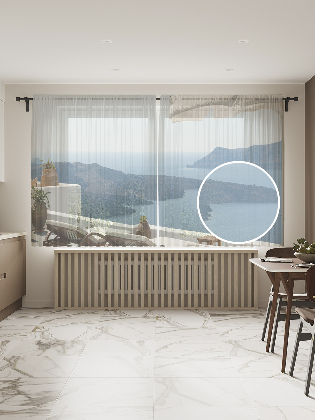 

Фототюль JoyArty "Комфортный обзор", 145x180 см (2 полотна со шторной лентой + 50 крючков), Комфортный обзор