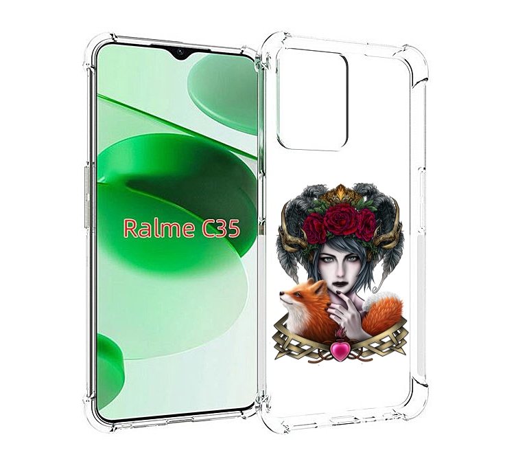 

Чехол MyPads девушка с лисой для Realme C35 / Narzo 50A Prime, Прозрачный, Tocco