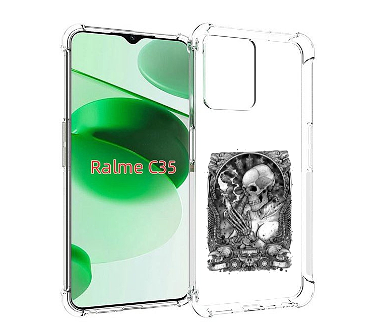 

Чехол MyPads девушка скелет для Realme C35 / Narzo 50A Prime, Прозрачный, Tocco
